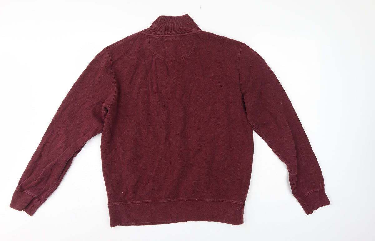 GANT Men's Red L 1/2 Zip Mock Neck Cotton Sweatshirt Logo