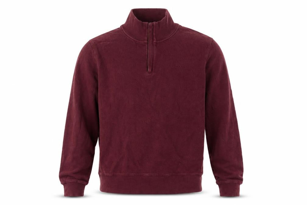 GANT Men's Red L 1/2 Zip Mock Neck Cotton Sweatshirt Logo