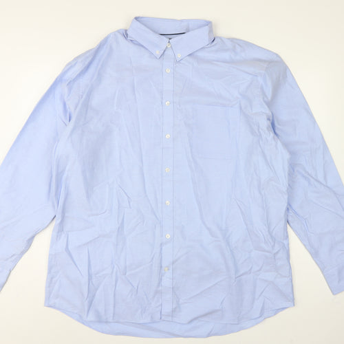 Marks and Spencer Men's Blue 18.5 Cotton Button-Down Dress Shirt