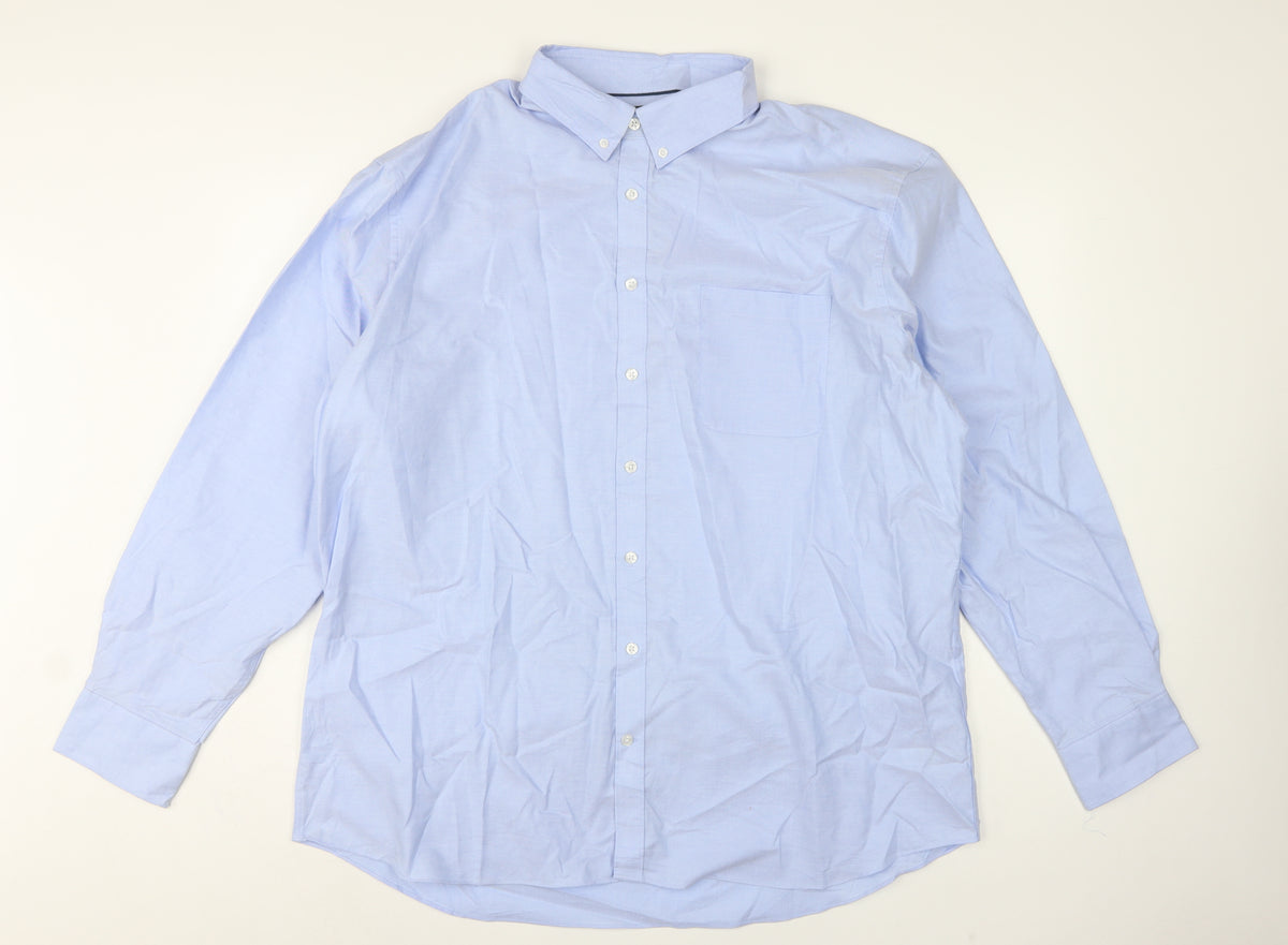 Marks and Spencer Men's Blue 18.5 Cotton Button-Down Dress Shirt
