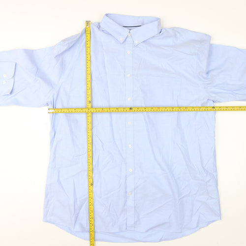 Marks and Spencer Men's Blue 18.5 Cotton Button-Down Dress Shirt