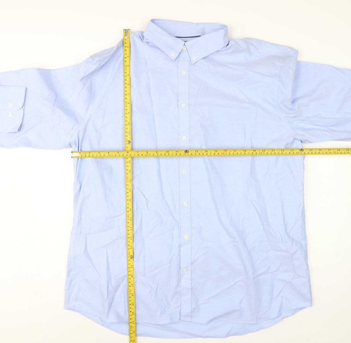 Marks and Spencer Men's Blue 18.5 Cotton Button-Down Dress Shirt