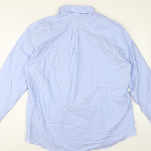 Marks and Spencer Men's Blue 18.5 Cotton Button-Down Dress Shirt