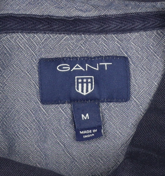 GANT Men’s Grey Navy Striped Long Sleeve Cotton Polo Shirt Size M