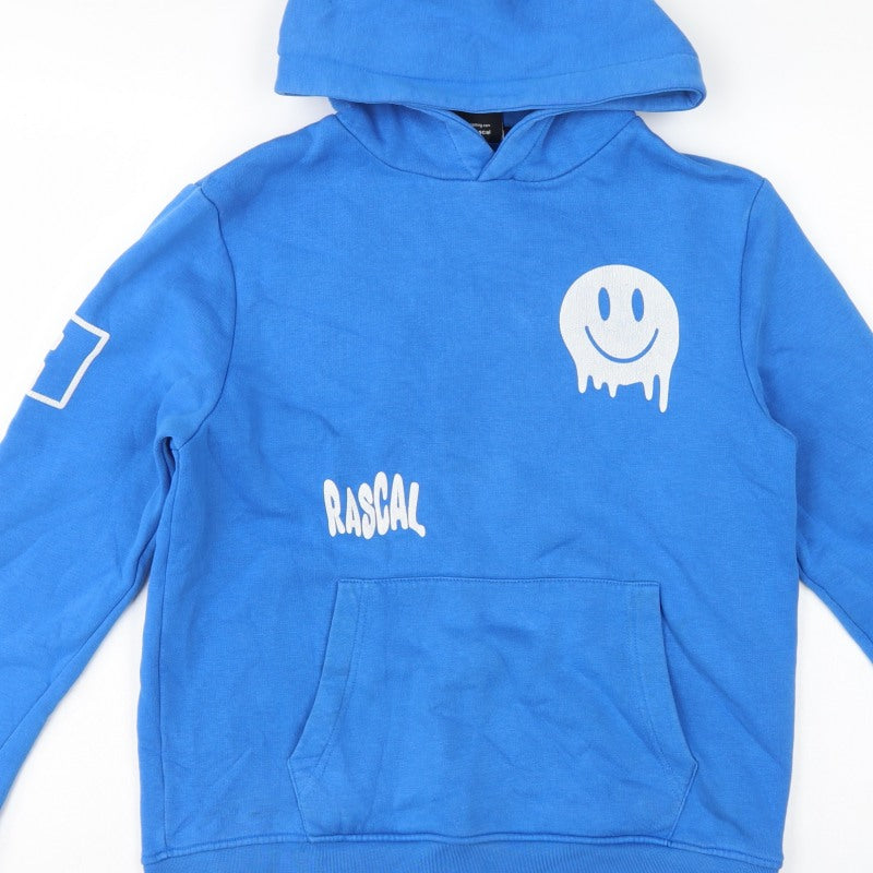 Rascal Boys Blue 13-14 Years Pullover Graphic Print Hoodie Fleece