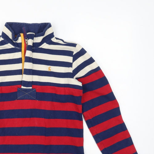 Joules Girls Multicoloured 11-12 Years Striped 1/4 Zip Rugby Sweatshirt