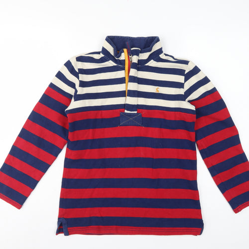 Joules Girls Multicoloured 11-12 Years Striped 1/4 Zip Rugby Sweatshirt