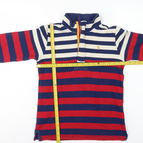 Joules Girls Multicoloured 11-12 Years Striped 1/4 Zip Rugby Sweatshirt