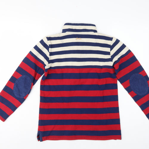 Joules Girls Multicoloured 11-12 Years Striped 1/4 Zip Rugby Sweatshirt