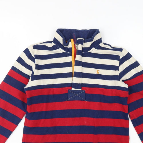 Joules Girls Multicoloured 11-12 Years Striped 1/4 Zip Rugby Sweatshirt