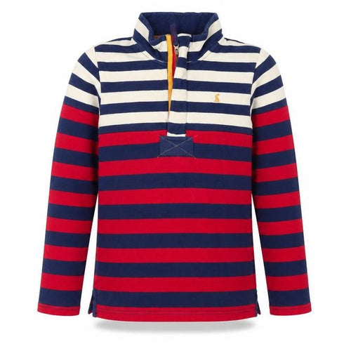 Joules Girls Multicoloured 11-12 Years Striped 1/4 Zip Rugby Sweatshirt