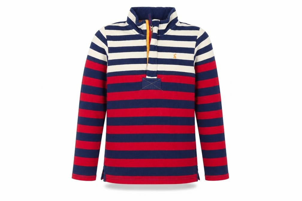 Joules Girls Multicoloured 11-12 Years Striped 1/4 Zip Rugby Sweatshirt