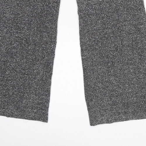 New Look Women Grey Marl Wide-Leg Knit Trousers UK 14 Workwear