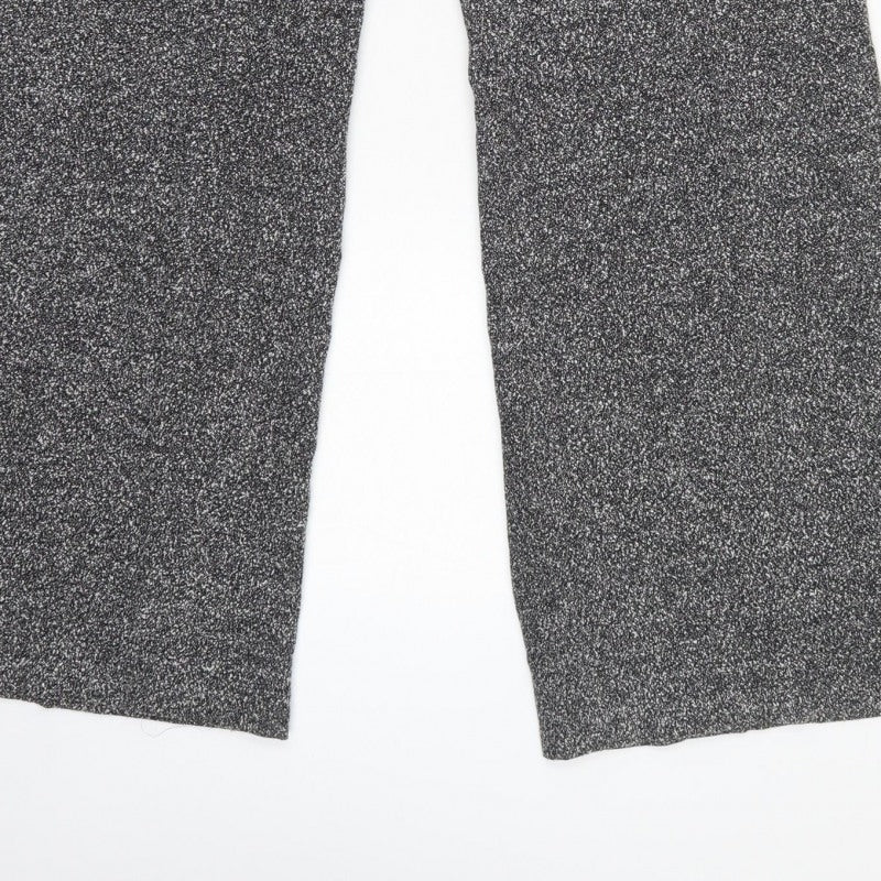 New Look Women Grey Marl Wide-Leg Knit Trousers UK 14 Workwear