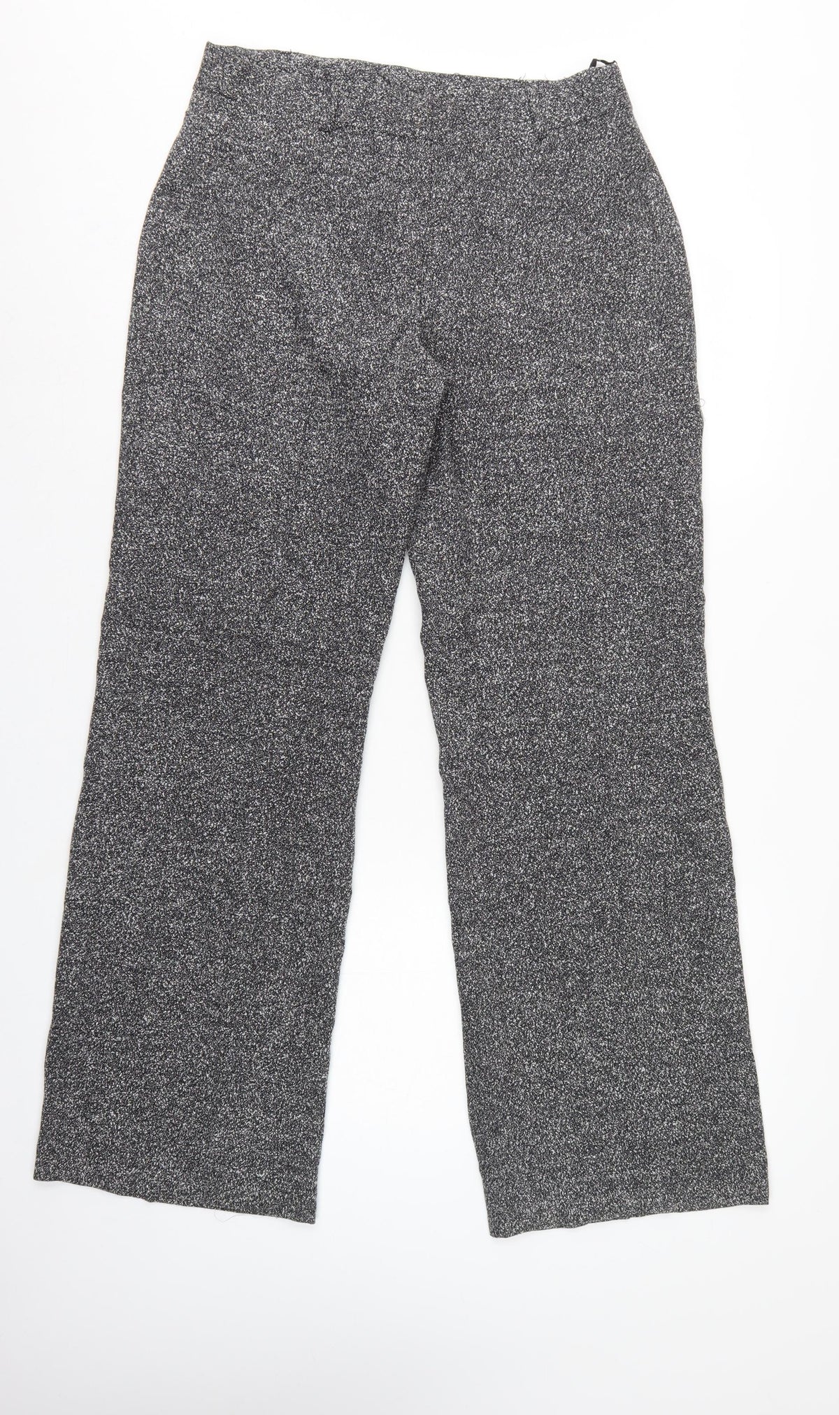 New Look Women Grey Marl Wide-Leg Knit Trousers UK 14 Workwear