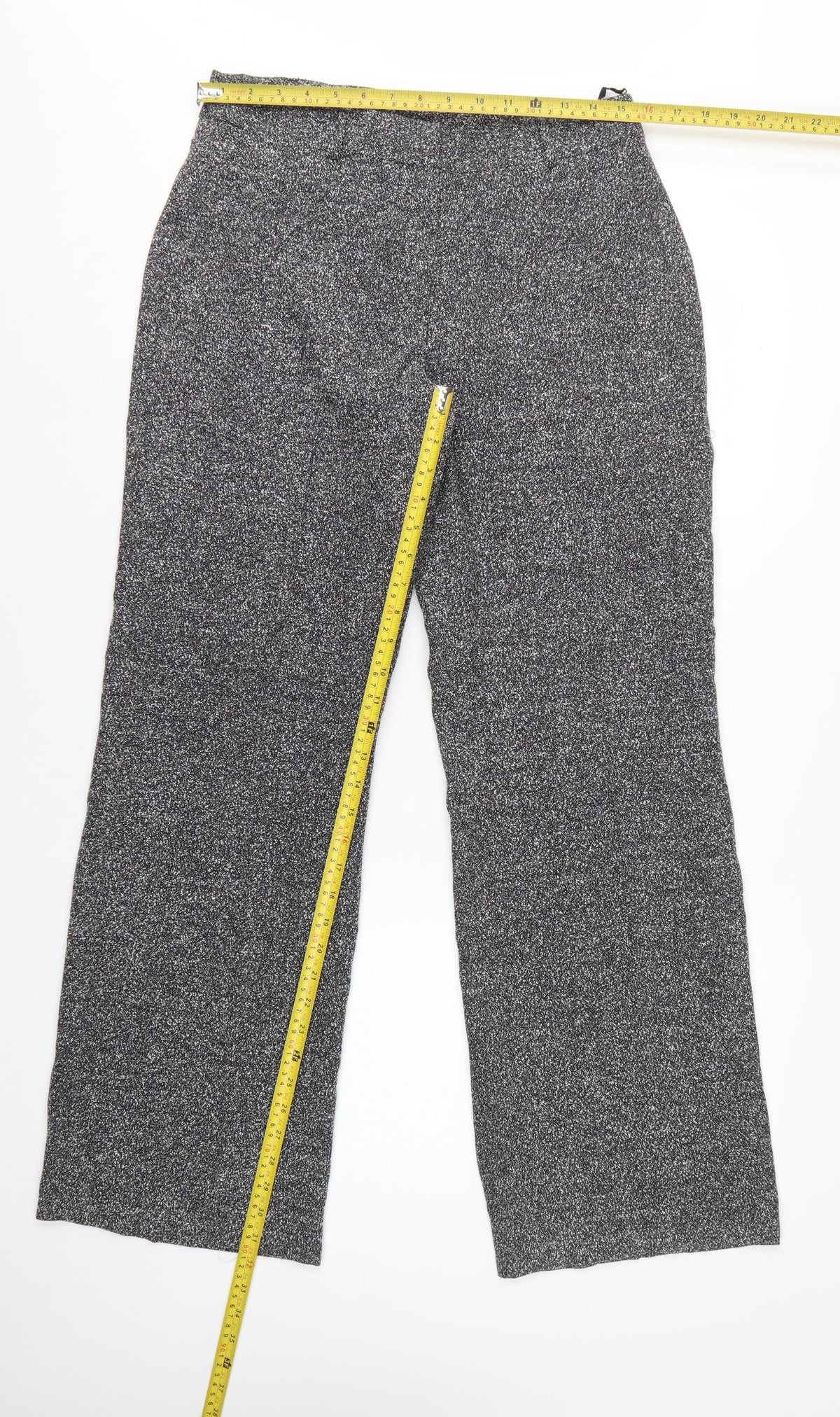 New Look Women Grey Marl Wide-Leg Knit Trousers UK 14 Workwear
