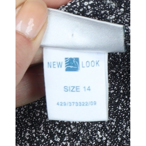 New Look Women Grey Marl Wide-Leg Knit Trousers UK 14 Workwear