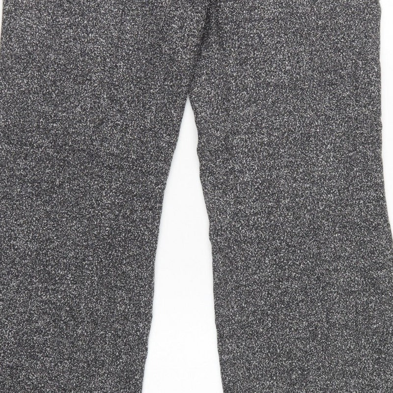New Look Women Grey Marl Wide-Leg Knit Trousers UK 14 Workwear