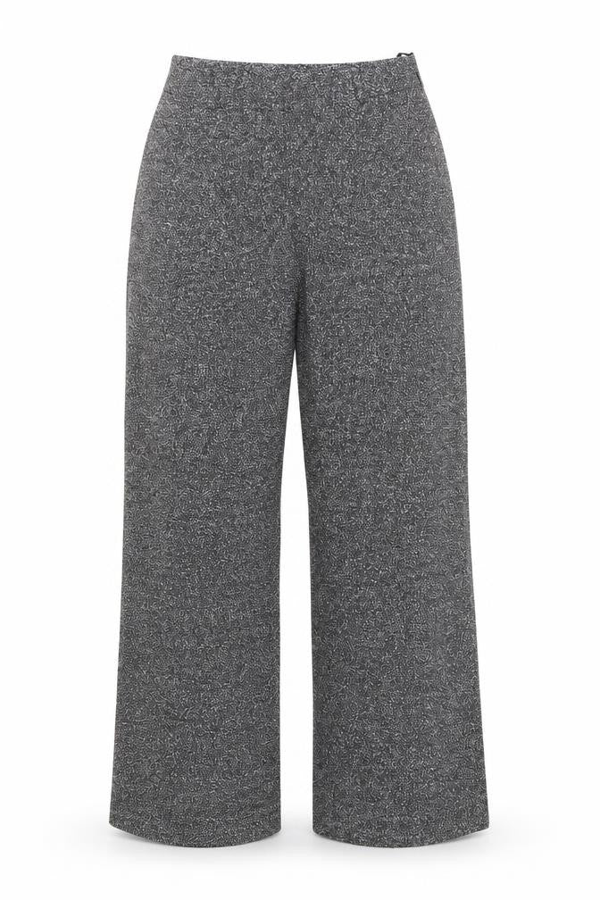 New Look Women Grey Marl Wide-Leg Knit Trousers UK 14 Workwear