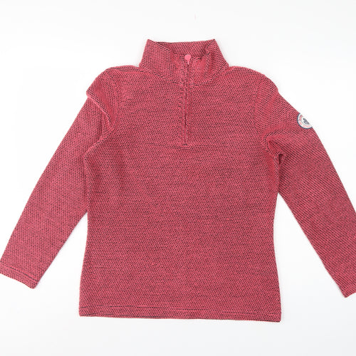Weird Fish Women’s Pink Grey Knit 1/4 Zip Pullover Sweatshirt UK 10