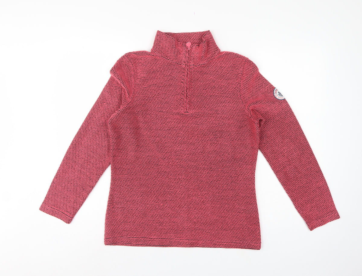 Weird Fish Women’s Pink Grey Knit 1/4 Zip Pullover Sweatshirt UK 10