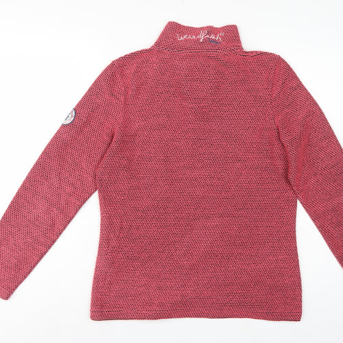 Weird Fish Women’s Pink Grey Knit 1/4 Zip Pullover Sweatshirt UK 10