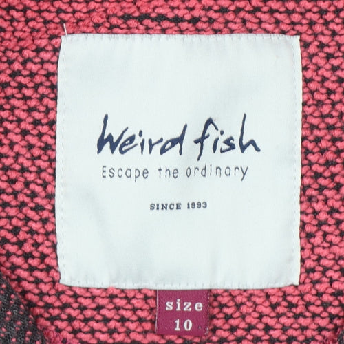 Weird Fish Women’s Pink Grey Knit 1/4 Zip Pullover Sweatshirt UK 10