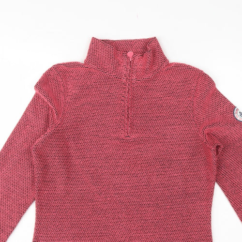 Weird Fish Women’s Pink Grey Knit 1/4 Zip Pullover Sweatshirt UK 10