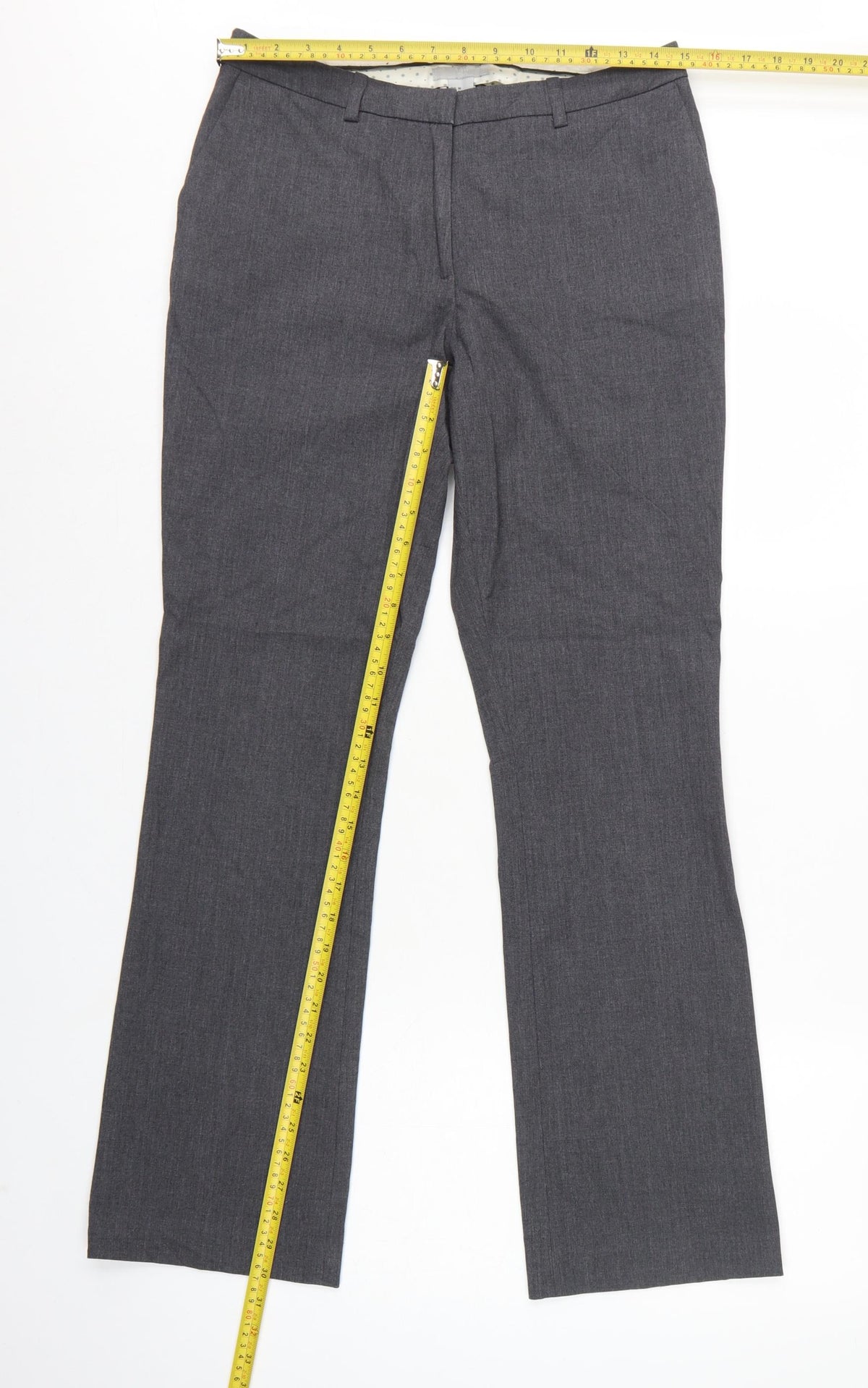 H&M Women Grey UK 10 Straight Leg Dress Trousers Workwear