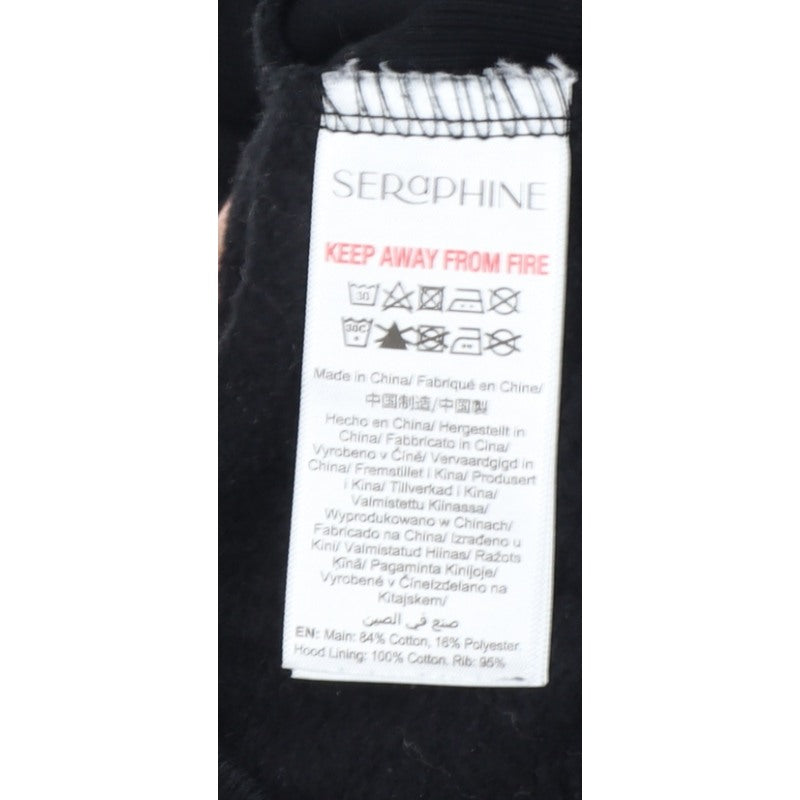 Seraphine Women Black L Maternity Full Zip Hooded Fleece Hoodie