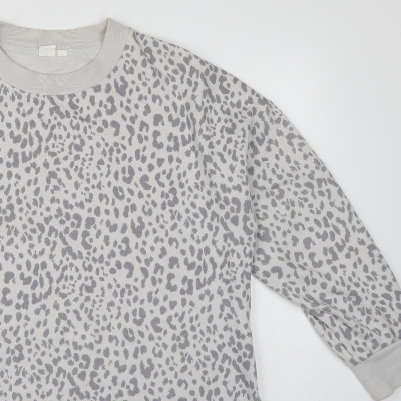 Additional view of GAP Women Grey Leopard Print XL Pullover Crew Neck Sweatshirt