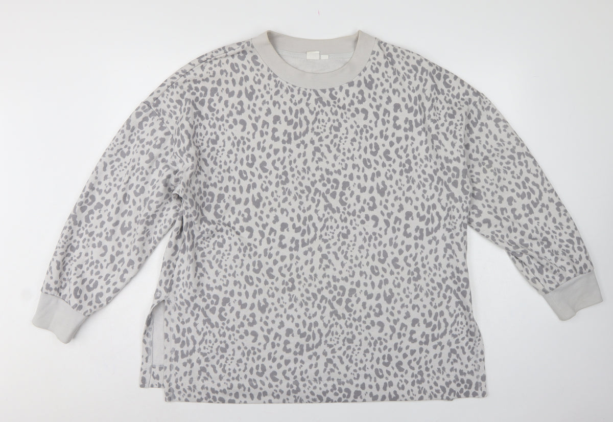 Back view of GAP Women Grey Leopard Print XL Pullover Crew Neck Sweatshirt