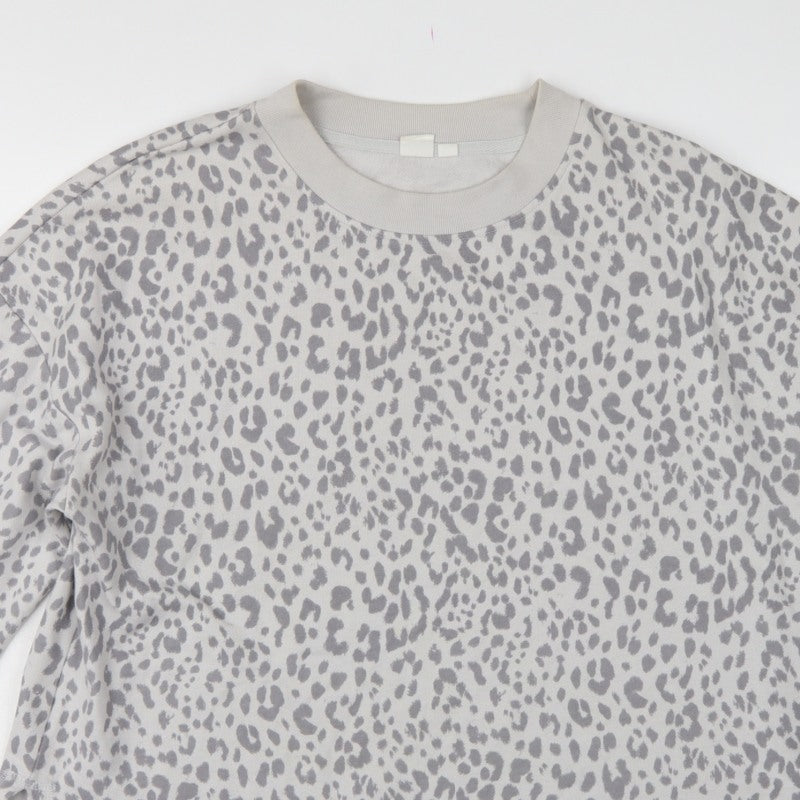 Additional view of GAP Women Grey Leopard Print XL Pullover Crew Neck Sweatshirt