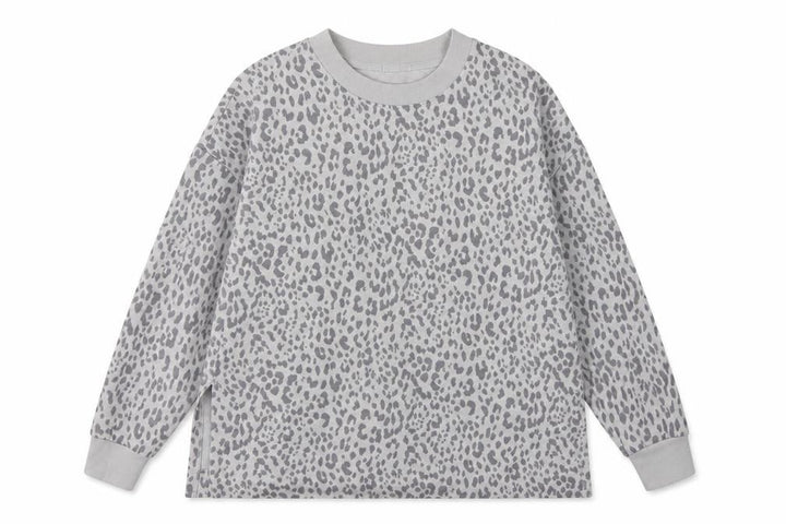 GAP Women Grey Leopard Print XL Pullover Crew Neck Sweatshirt