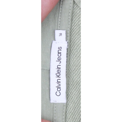 Calvin Klein Jeans Boys Green 16 Years Pullover Logo Hoodie Cotton