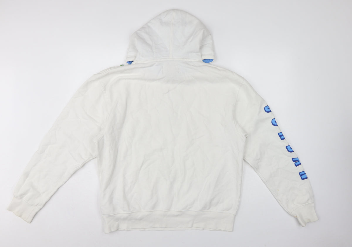 Brand and care label for Jordan Men’s White M Pullover Hoodie Air Racing Graphic