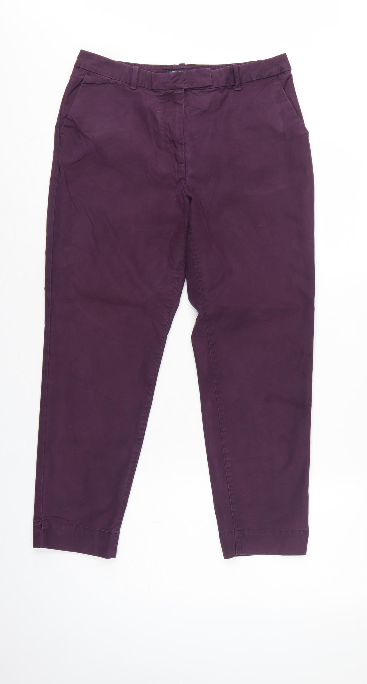 Marks and Spencer Women’s Purple UK 10 Short Tapered Chino Trousers