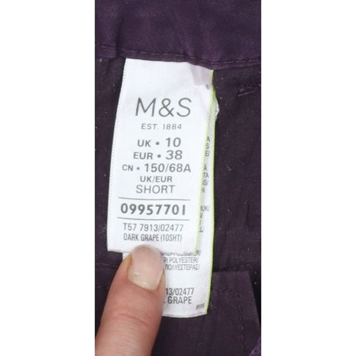 Marks and Spencer Women’s Purple UK 10 Short Tapered Chino Trousers