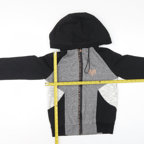 Pink Soda Sport Women's Black Grey Full Zip Hoodie UK 6 Colourblock