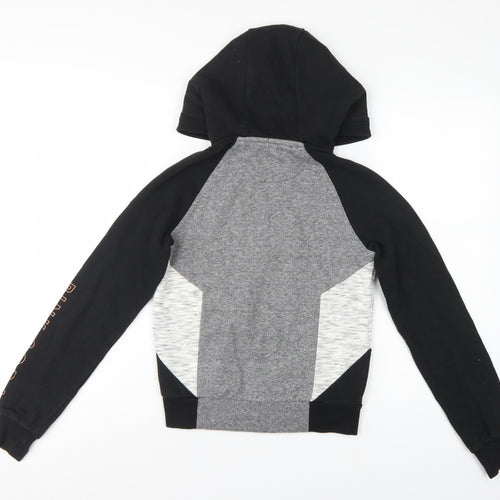 Pink Soda Sport Women's Black Grey Full Zip Hoodie UK 6 Colourblock