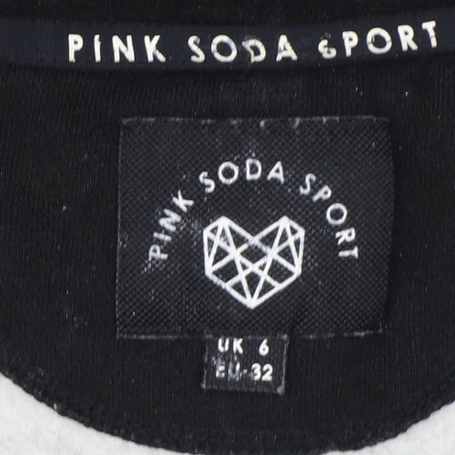 Pink Soda Sport Women's Black Grey Full Zip Hoodie UK 6 Colourblock