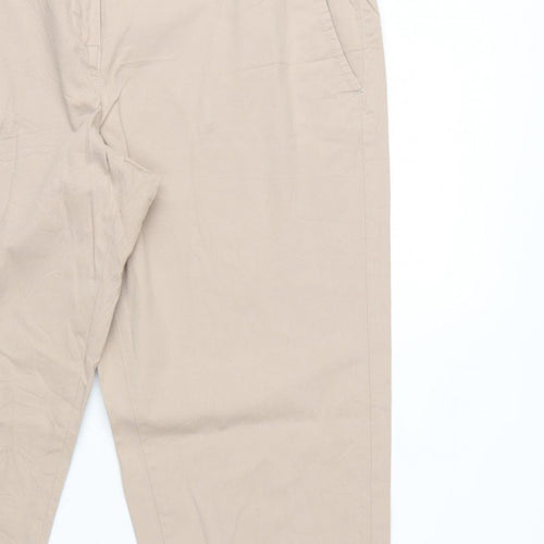 Marks and Spencer Women Beige UK 12 Cotton Stretch Tapered Chino Trousers