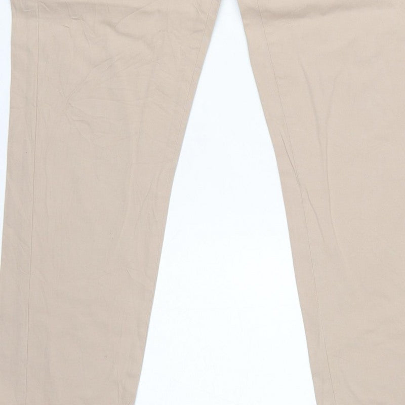 Marks and Spencer Women Beige UK 12 Cotton Stretch Tapered Chino Trousers