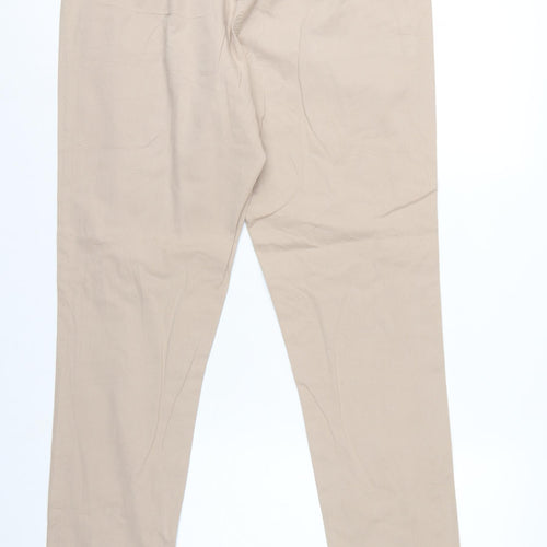 Marks and Spencer Women Beige UK 12 Cotton Stretch Tapered Chino Trousers