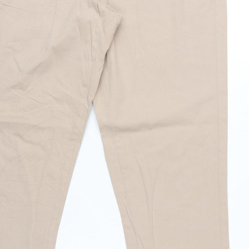 Marks and Spencer Women Beige UK 12 Cotton Stretch Tapered Chino Trousers
