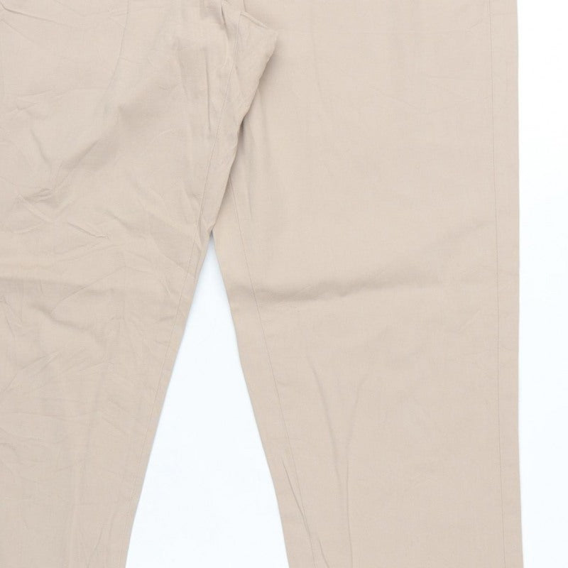 Marks and Spencer Women Beige UK 12 Cotton Stretch Tapered Chino Trousers