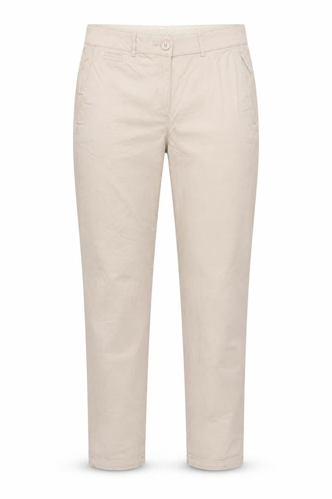 Marks and Spencer Women Beige UK 12 Cotton Stretch Tapered Chino Trousers