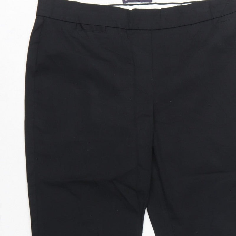Marks and Spencer Women’s Black UK 14 Short Tapered Cotton Dress Trousers