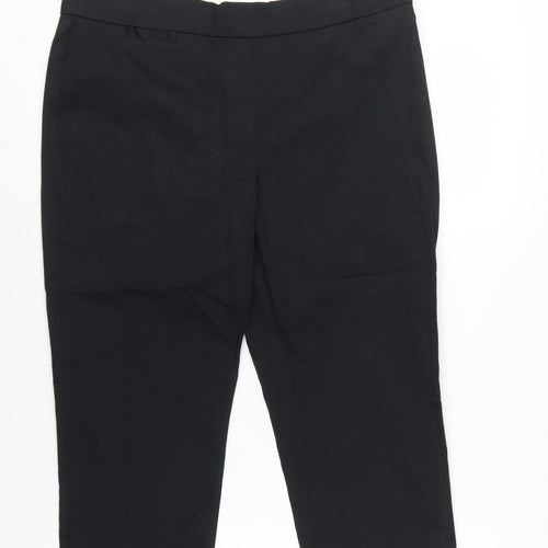 Marks and Spencer Women’s Black UK 14 Short Tapered Cotton Dress Trousers