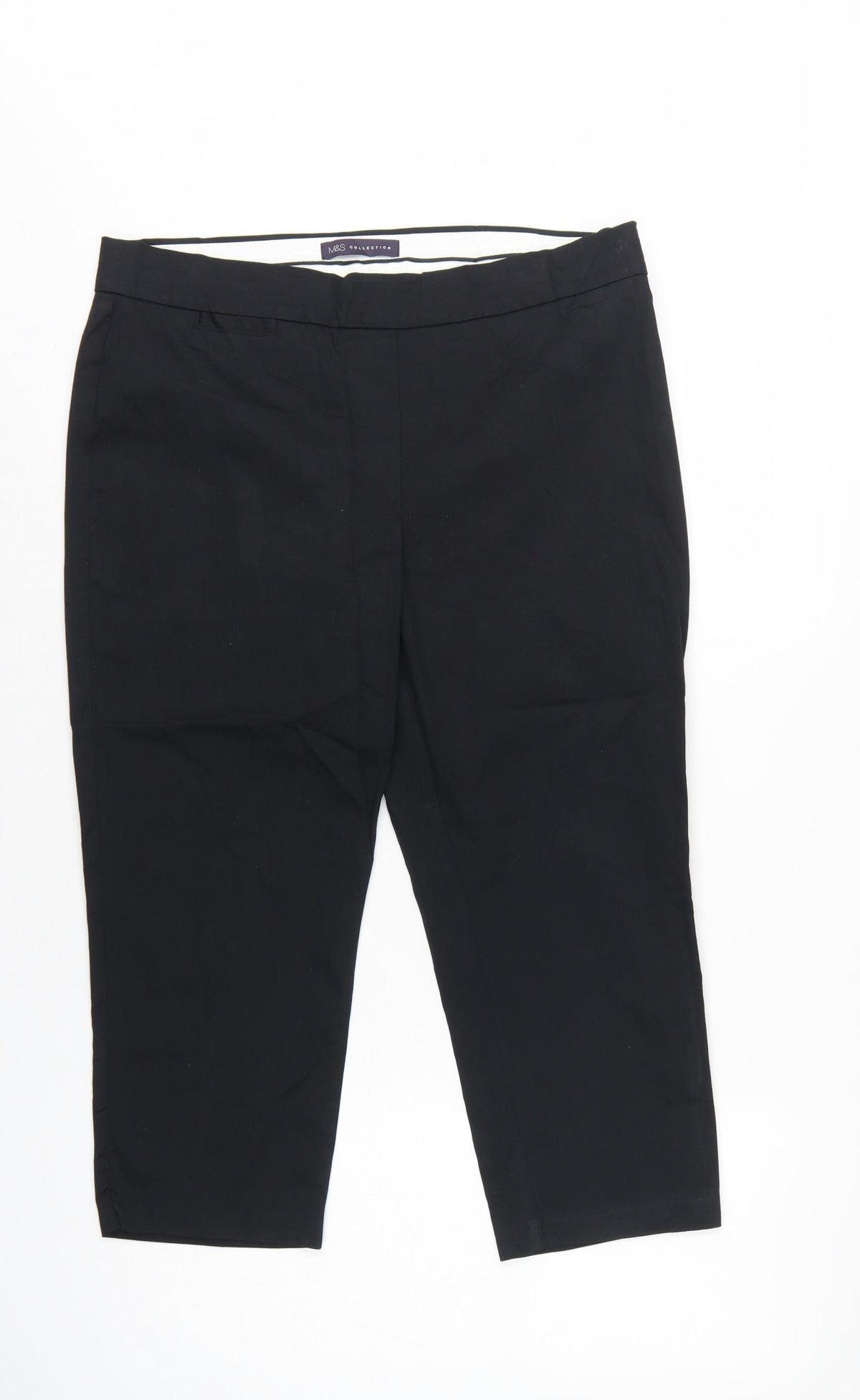 Marks and Spencer Women’s Black UK 14 Short Tapered Cotton Dress Trousers